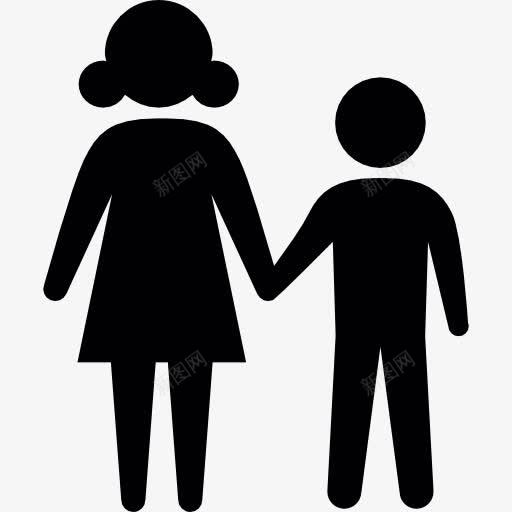 一个女孩和一个男孩图标png_新图网 https://ixintu.com 人 夫妇 女孩 孩子 形状 男孩 轮廓 黑色