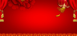 喜庆红色牡丹春节电商海报背景海报