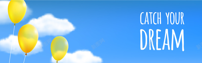 蓝色天空气球背景矢量图背景