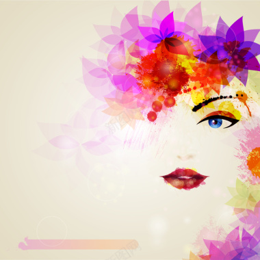 女性妆容抽象花瓣背景矢量图背景