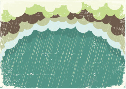 蓝绿色系怀旧的淡雅下雨背景图矢量图高清图片