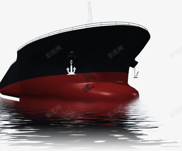 货轮邮轮png免抠素材_新图网 https://ixintu.com 一艘 卡通 图案 手绘 白色 红色 船锚 货轮 黑色