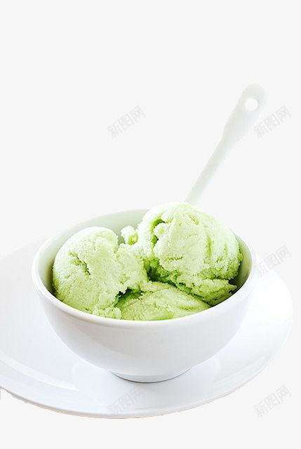 抹茶冰淇淋png免抠素材_新图网 https://ixintu.com 冰淇淋 甜食 绿色 食物