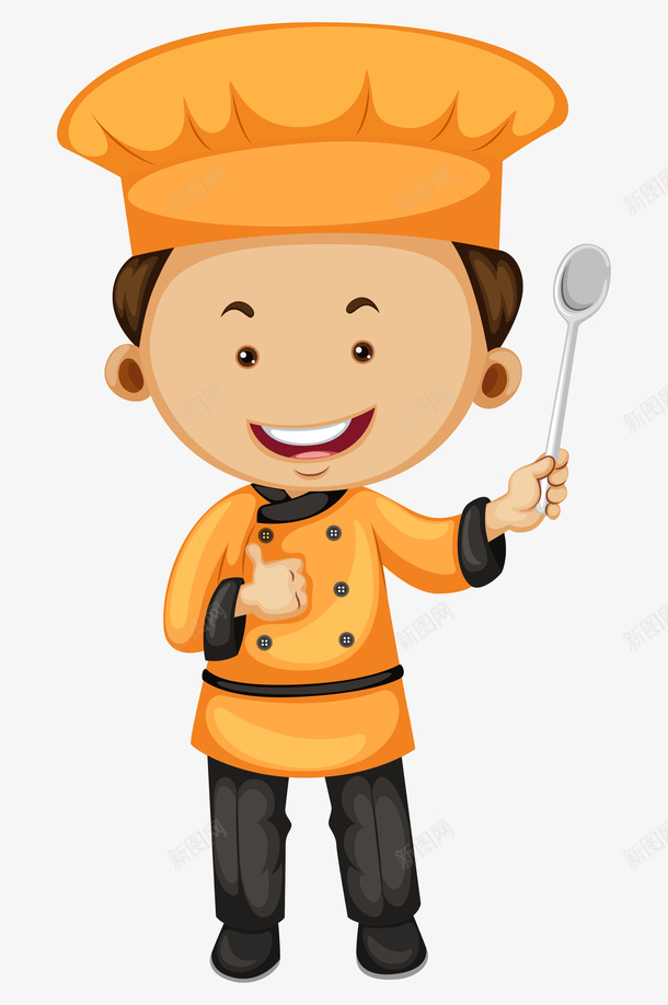 伸大拇指的卡通小厨师png免抠素材_新图网 https://ixintu.com 卡通 厨师帽 厨师服 可爱的 大拇指 小厨师