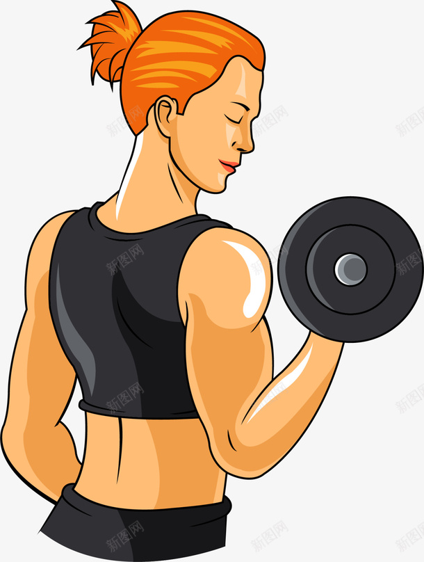 健身房卡通举重女孩png免抠素材_新图网 https://ixintu.com 健康 健身房 健身房女孩 强身健体 肌肉女 运动健身 锻炼