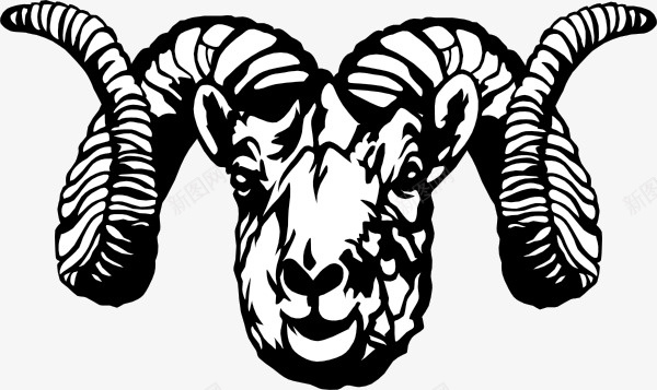 手绘大羊角羊png免抠素材_新图网 https://ixintu.com 免抠图 大羊角羊 抠图 插画 羊头 装饰画
