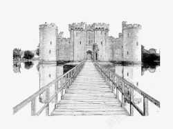 黑白城堡黑白长桥城堡高清图片