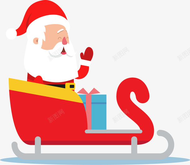 圣诞节雪橇送礼物矢量图ai免抠素材_新图网 https://ixintu.com 圣诞老人 圣诞节 圣诞节快乐 矢量png 送礼物 雪橇车 矢量图