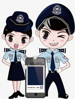 男警女警察通交卡通人物插画高清图片