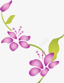 紫色卡通可爱花朵植物素材