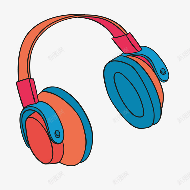 彩色圆弧耳机元素png免抠素材_新图网 https://ixintu.com 创意 圆弧 声音 彩色 播放 演奏 耳机 音乐