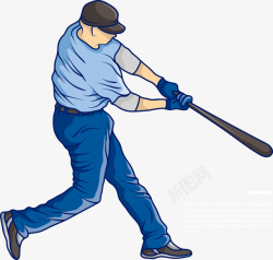 一个棒球一个穿着蓝色服装的棒球运动员矢量图高清图片