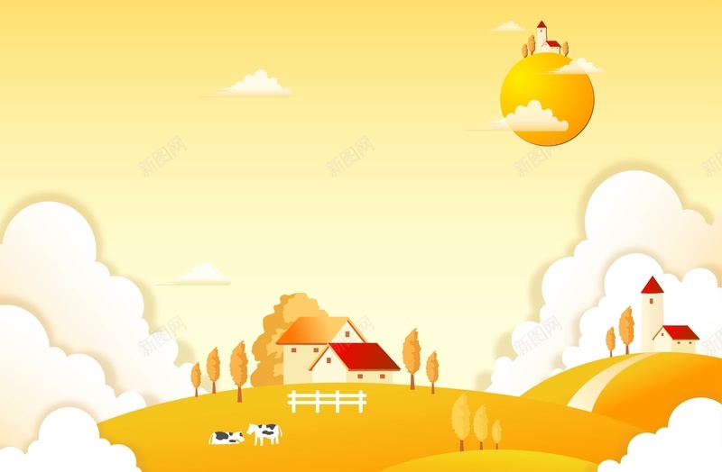 矢量卡通儿童插画秋季唯美背景ai设计背景_新图网 https://ixintu.com 儿童 创意 卡通 唯美 手绘 插画 橙色 矢量 秋季 童趣 背景 矢量图