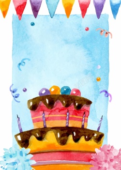 烘焙坊手绘生日蛋糕海报背景模板矢量图高清图片