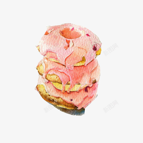 冰淇淋饼干手绘画片psd免抠素材_新图网 https://ixintu.com 冰淇淋 手绘美食 甜食 粉色 色彩画