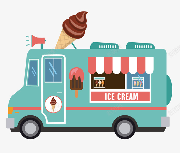 冰淇淋餐车png免抠素材_新图网 https://ixintu.com png图片素材 免费png素材 冰淇淋 移动餐车 车 餐车