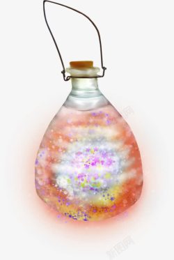 玻璃大吊灯卡通手绘透明玻璃瓶子发光星星高清图片
