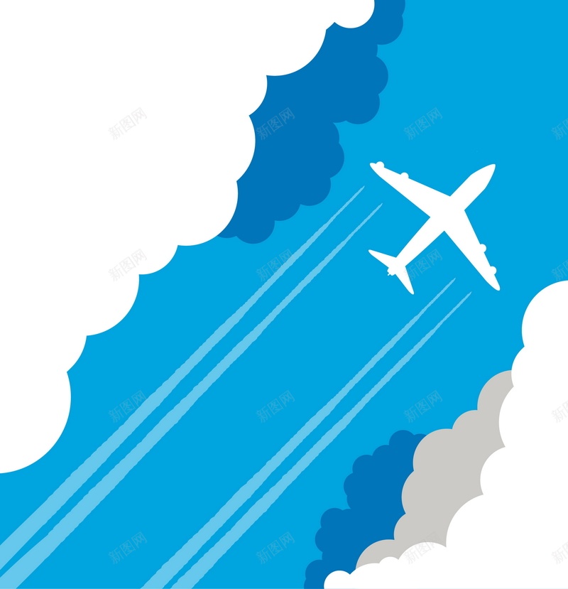 飞机飞行矢量图ai设计背景_新图网 https://ixintu.com 几何 客机 扁平 渐变 航空 蓝色 飞机 飞行 矢量图
