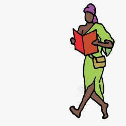 矢量看书女子边走路边看书的以色列女子矢量图高清图片