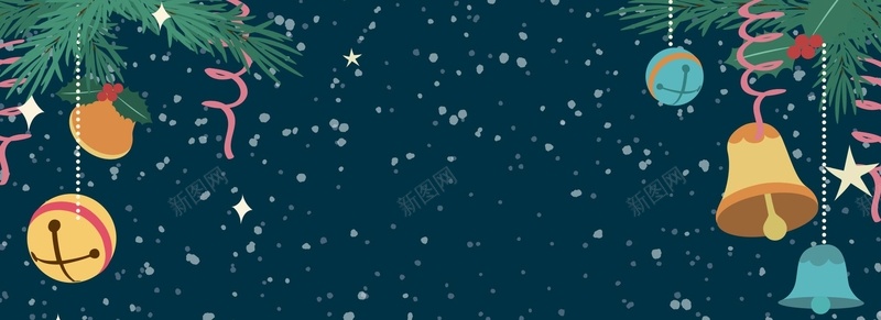 圣诞背景矢量图ai设计背景_新图网 https://ixintu.com 卡通 手绘 松树 海报banner 童趣 蓝色 铜铃 矢量图