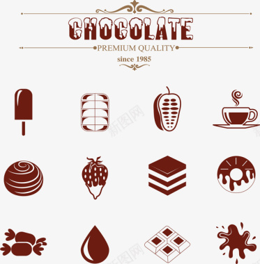 卡通巧克力食物图标矢量图图标