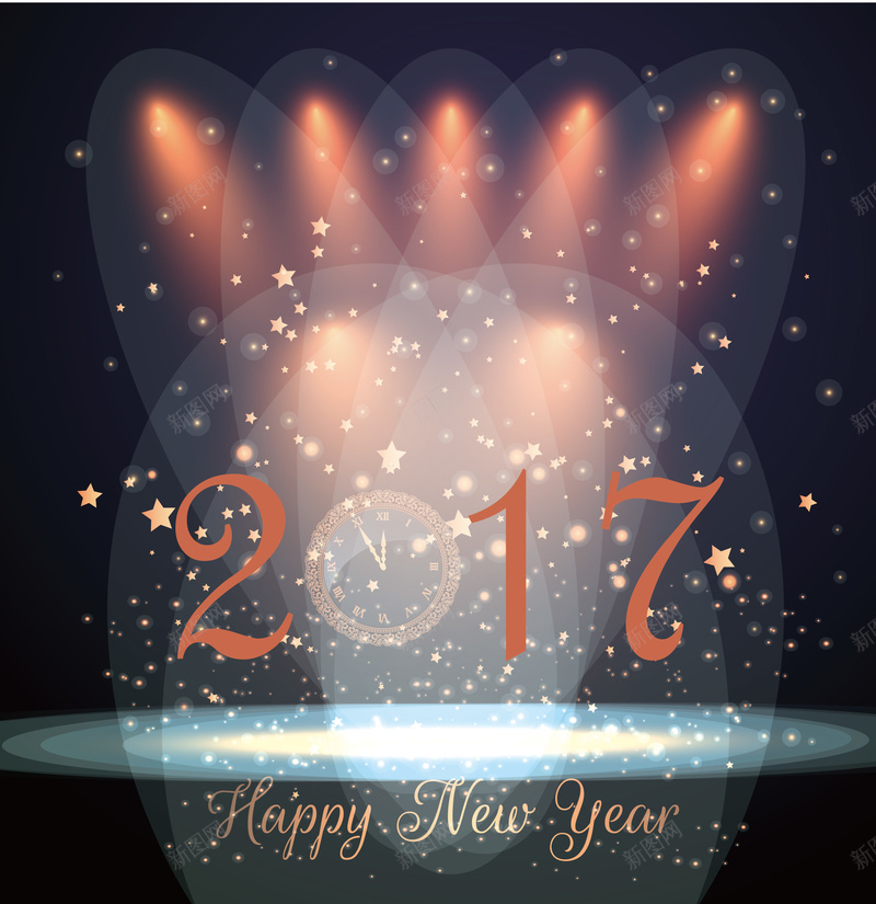 2017新年海报背景矢量图ai设计背景_新图网 https://ixintu.com 2017 元旦 光线 新年 新年海报 新年背景 时间 海报 钟表 矢量图