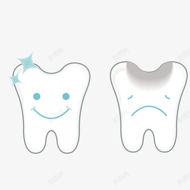 好的牙齿和发炎的牙齿png免抠素材_新图网 https://ixintu.com 卡通 发炎 牙齿