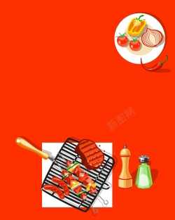 扁平化烧烤矢量红色扁平化手绘烧烤背景高清图片