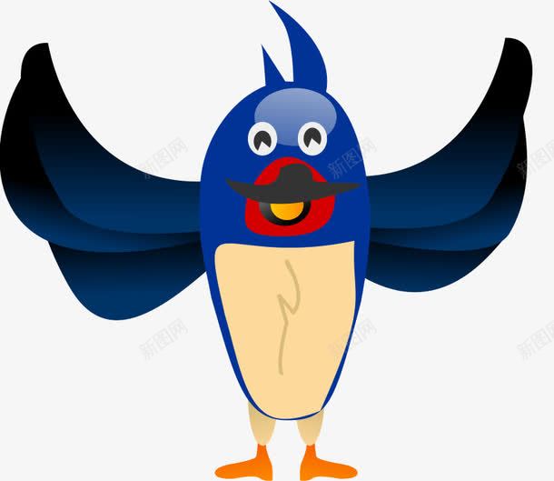 蓝色的红嘴站着的卡通鸟png免抠素材_新图网 https://ixintu.com 卡通 卡通蓝色 蓝色卡通 蓝色鸟