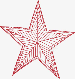 红色线条五角星矢量图素材