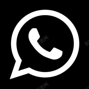WhatsApp社交黑色按钮图标图标