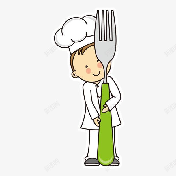 卡通儿童小厨师png免抠素材_新图网 https://ixintu.com 人物 儿童 卡通 叉子 可爱 小厨师
