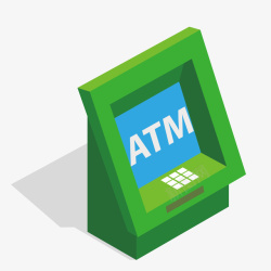 绿色卡通ATM机器素材