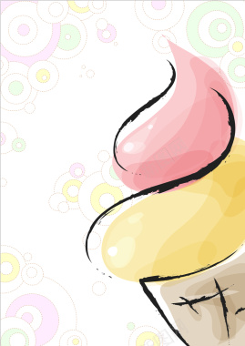 手绘卡通清凉夏日冰淇淋海报背景矢量图背景