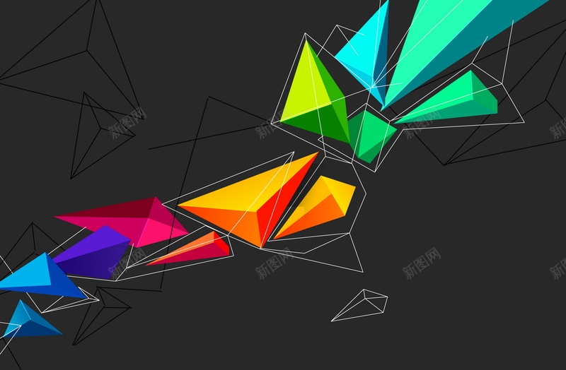 不规则几何图形背景矢量图ai设计背景_新图网 https://ixintu.com 三角形 不规则 几何 图形 多彩 多边形 扁平 渐变 立体 黑色 矢量图