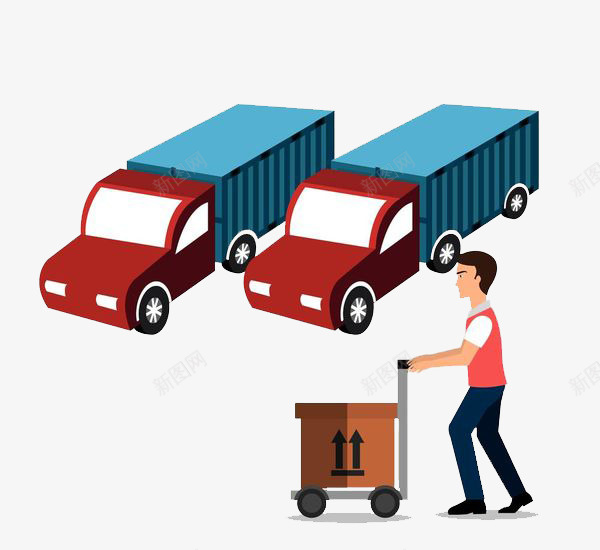 卡车送货装卸png免抠素材_新图网 https://ixintu.com 创意 卡车 卡通手绘 推送 汽车 装卸 装运 货车 运输