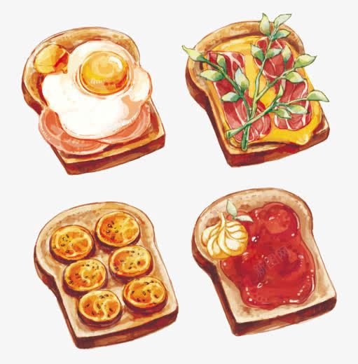 卡通面包面png免抠素材_新图网 https://ixintu.com 三明治 早餐 烤面包 煎蛋 番茄酱