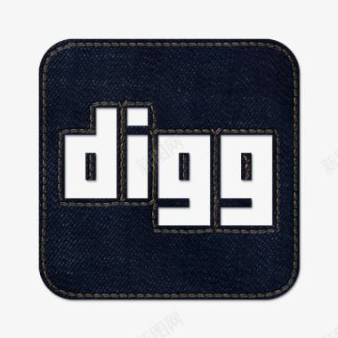牛仔琼社会Digg标志广场蓝色图标图标