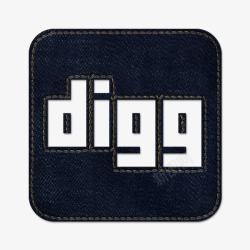 Digg标志牛仔琼社会Digg标志广场蓝色图标高清图片