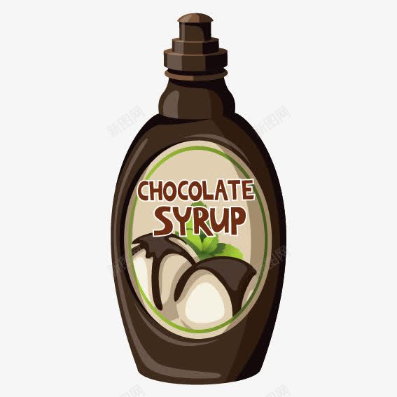 巧克力酱png免抠素材_新图网 https://ixintu.com 巧克力酱 瓶子 西式 酱料