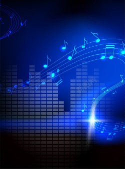音乐蓝色音乐主题背景模板矢量图高清图片