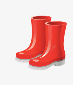 可爱雨鞋红色橡胶雨靴素材