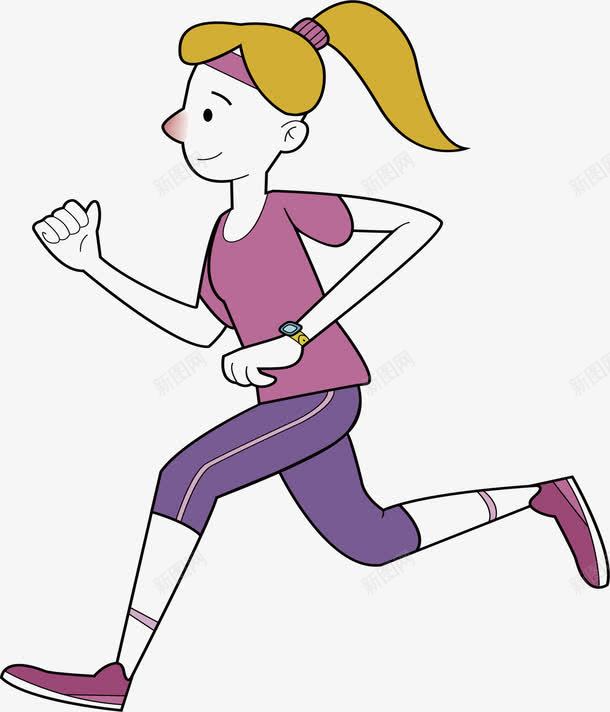跑步的马尾女孩png免抠素材_新图网 https://ixintu.com 健身运动 矢量素材 跑步的人 跑步的女孩 黄发女孩