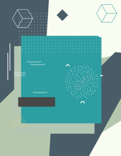块面素材蓝绿色孟菲斯风格海报背景矢量图高清图片