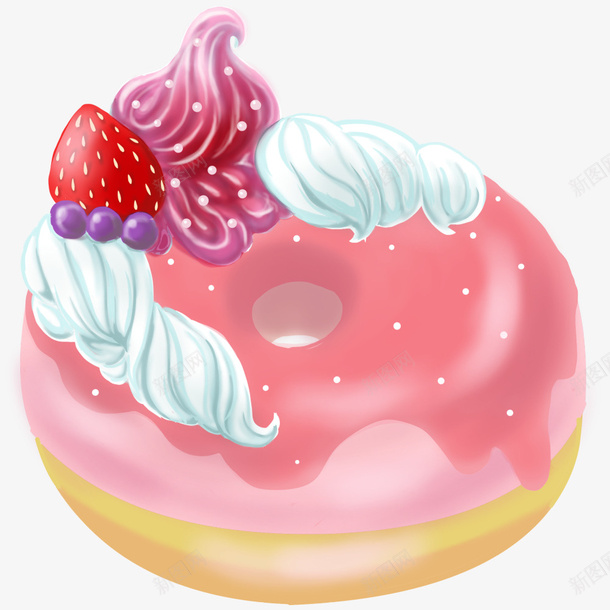 粉色手绘甜甜圈手绘点心png免抠素材_新图网 https://ixintu.com 手绘 点心 甜甜圈