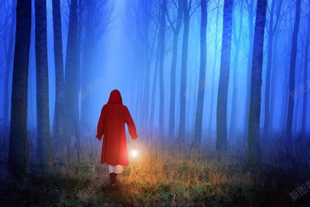 行走在夜间的红衣人jpg设计背景_新图网 https://ixintu.com 夜间 红衣 行走
