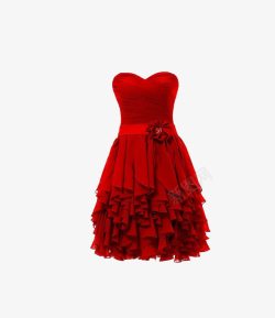红色抹胸裙素材