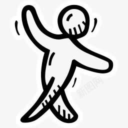 简笔画舞蹈人物png免抠素材_新图网 https://ixintu.com 人物简化 卡通人物 手舞足蹈人物 简笔画 黑色轮空人物