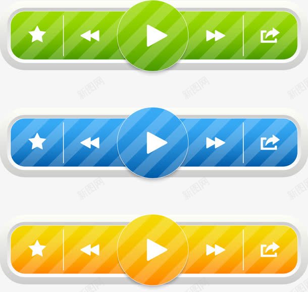网页矢量图eps免抠素材_新图网 https://ixintu.com 按钮 网页设计 视频播放器 矢量图