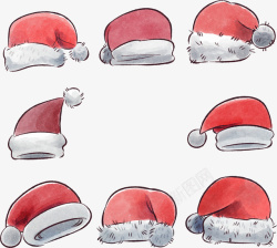 手绘风水彩圣诞帽矢量图素材